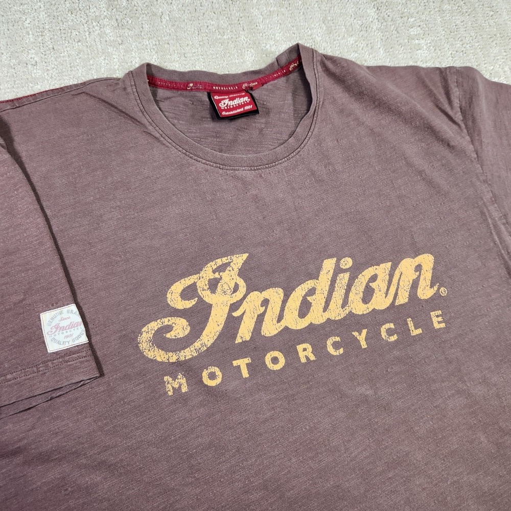 Indian Motorcycle Shirt Men XL Slub Cotton Biker Brown